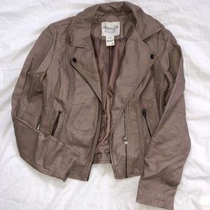 Faux Leather Jacket (Tan)